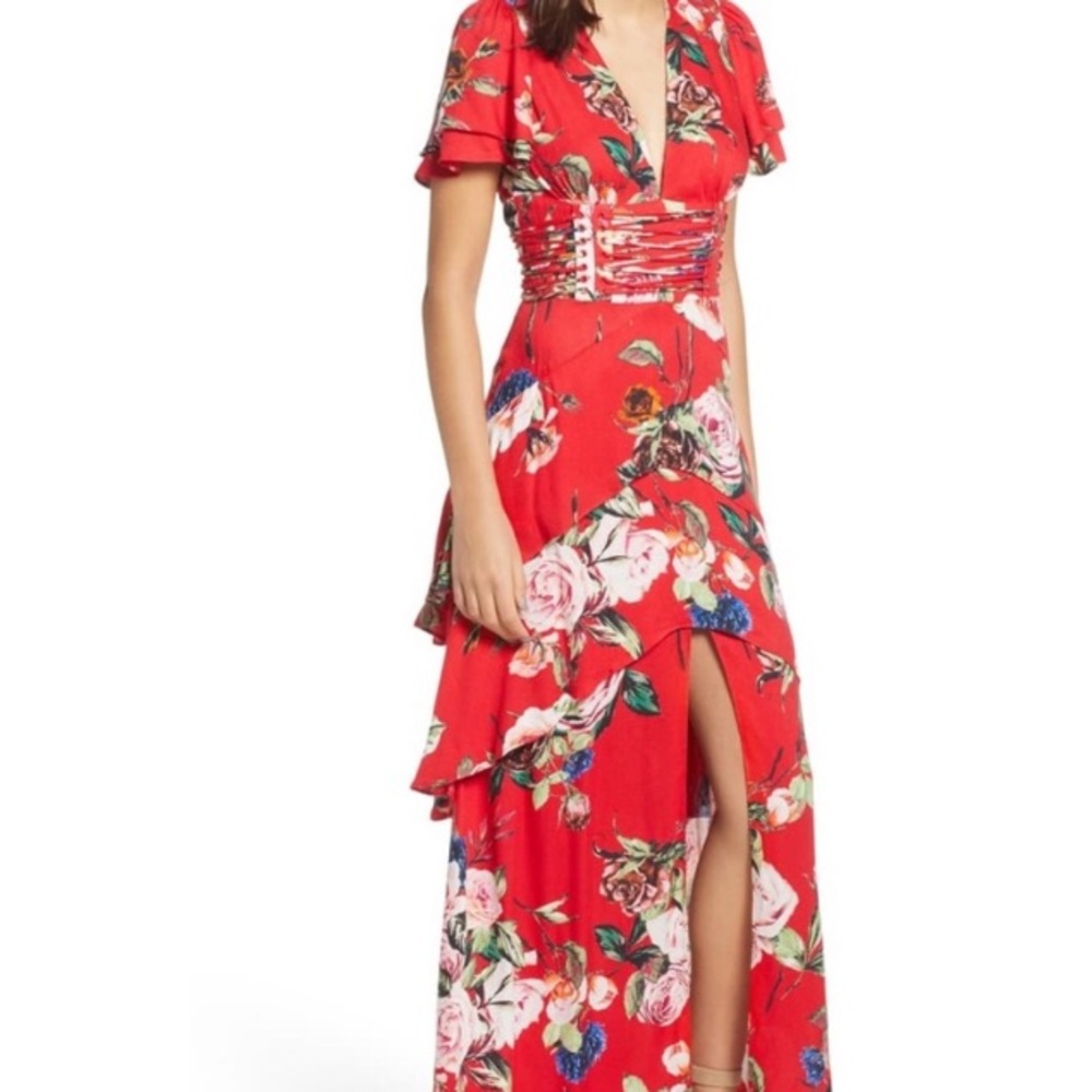 Floral Red Maxi Dress